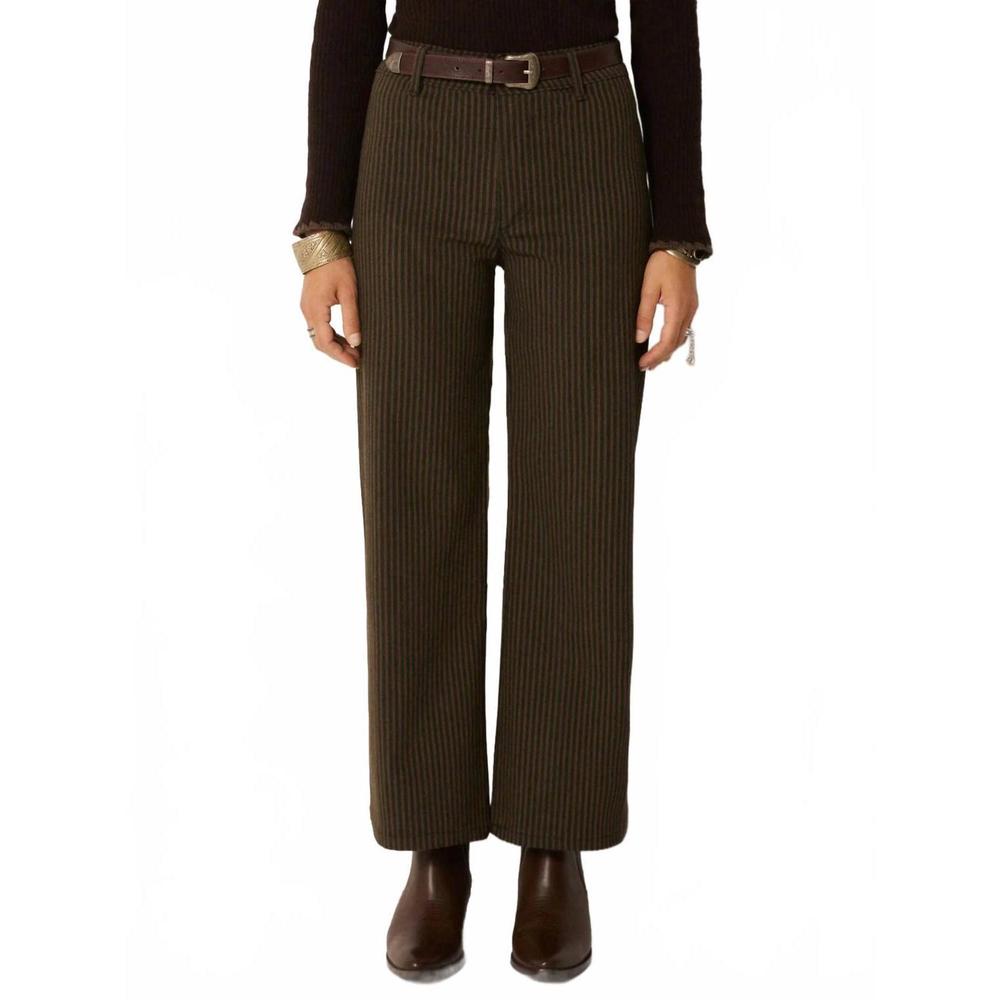 Wide Leg Brown Striped Pants